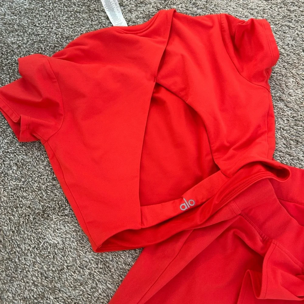 Red backspin skirt and tshirt